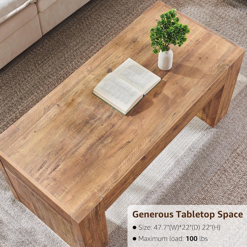 Modern Coffee Table, Wooden Living Room Table w/ Hidden Storage Drawer