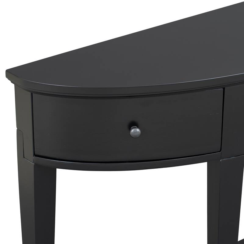 Modern Curved Console Table Sofa Table with 3 drawers and 1 Shelf for Hallway, Entryway, Living Room