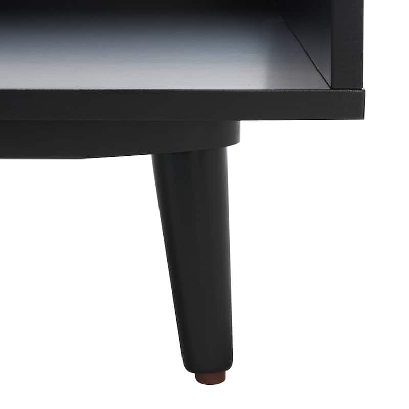 SAFAVIEH Cricket Mid-Century Modern Open Shelf Storage Bench with Cushion