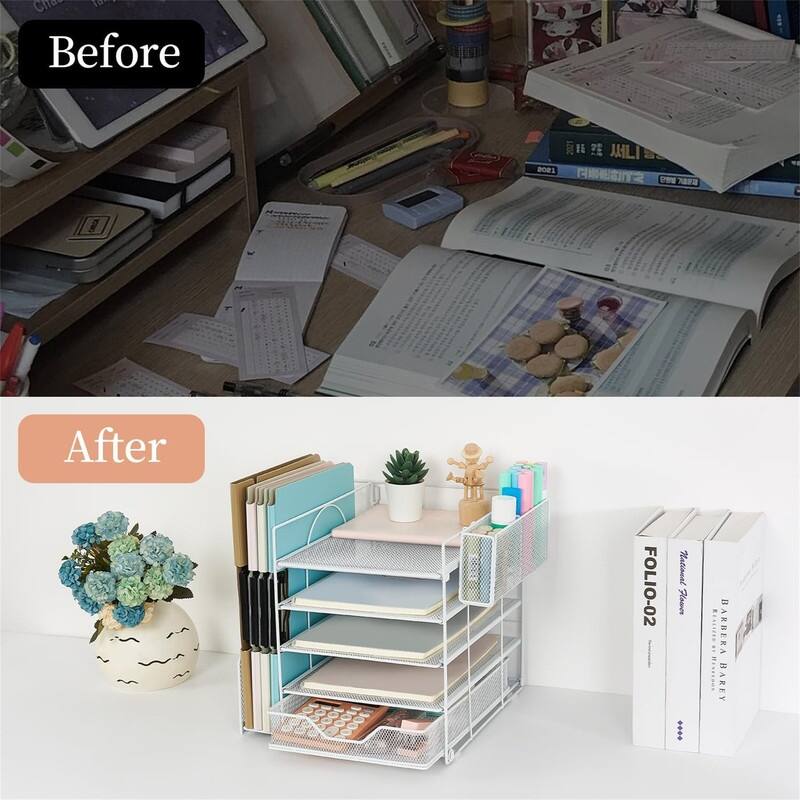 5-Tier Paper Letter Tray Organizer - 11.81"D x 11.61"W x 11.01"H