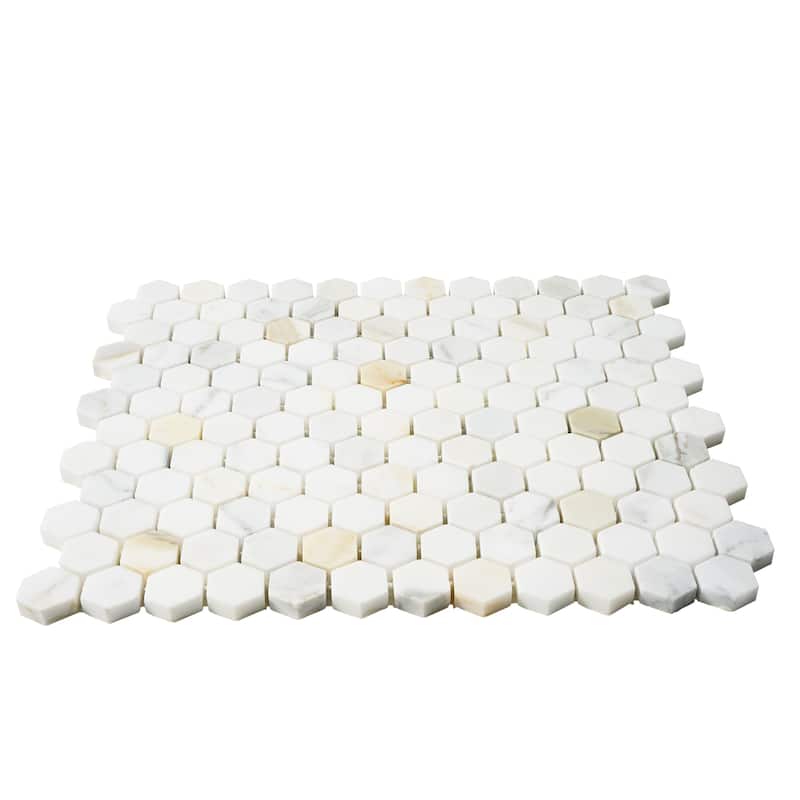 Calacatta Marble 1" x 1" Honeycomb Honed Mosaic Tile