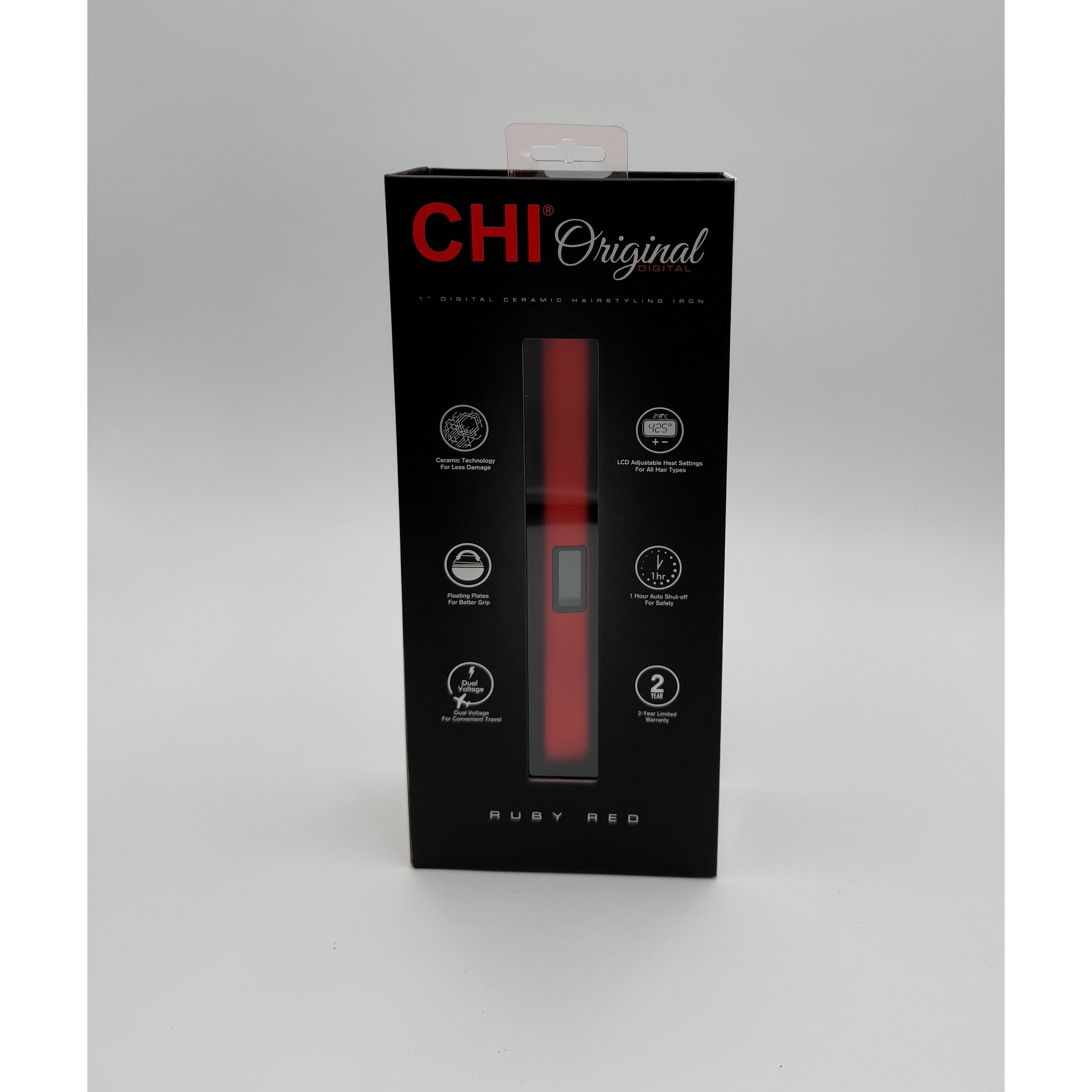 CHI Original DIGITAL Ceramic Hairstyling Iron 1 Ruby Red 