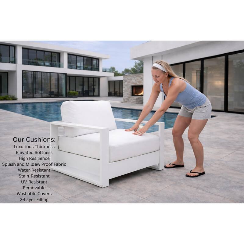 Ascot White 4-Piece Aluminum Outdoor Conversation Seating Set