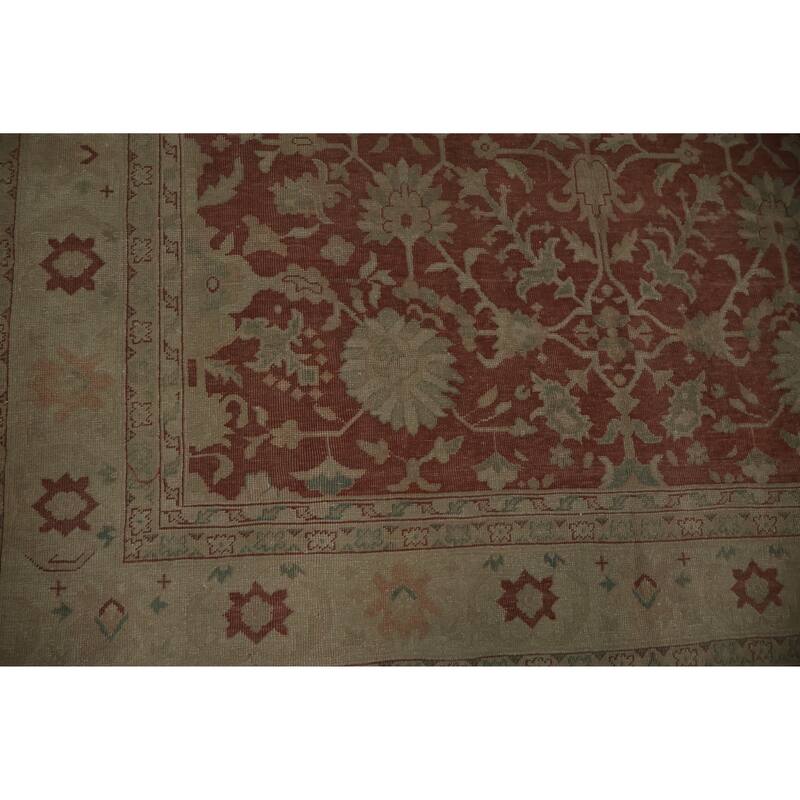 Hand Knotted Oriental 100% Wool Carpet Traditional Geometric Red Ziegler Area Rug - 9' 5'' X 6' 10''