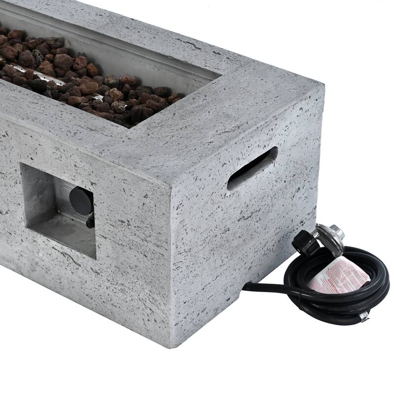 41.9" Outdoor Rectangular Propane Fire Pit 40000 BTU, Heater with Stainless Steel Burner and Free Lava Rocks, Waterproof Cover