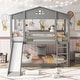 preview thumbnail 2 of 16, Twin Over Twin House Bunk Bed with Convertible Slide and Ladder, Detachable into Two Twin Beds - Fun Playhouse Design for Kids