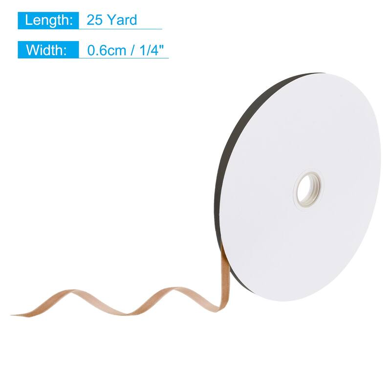 Velvet Ribbon 25 Yard Single Face Spool Silky for Gift Wrapping Decor - Dark Brown - 1/4 Inch x 25 Yard