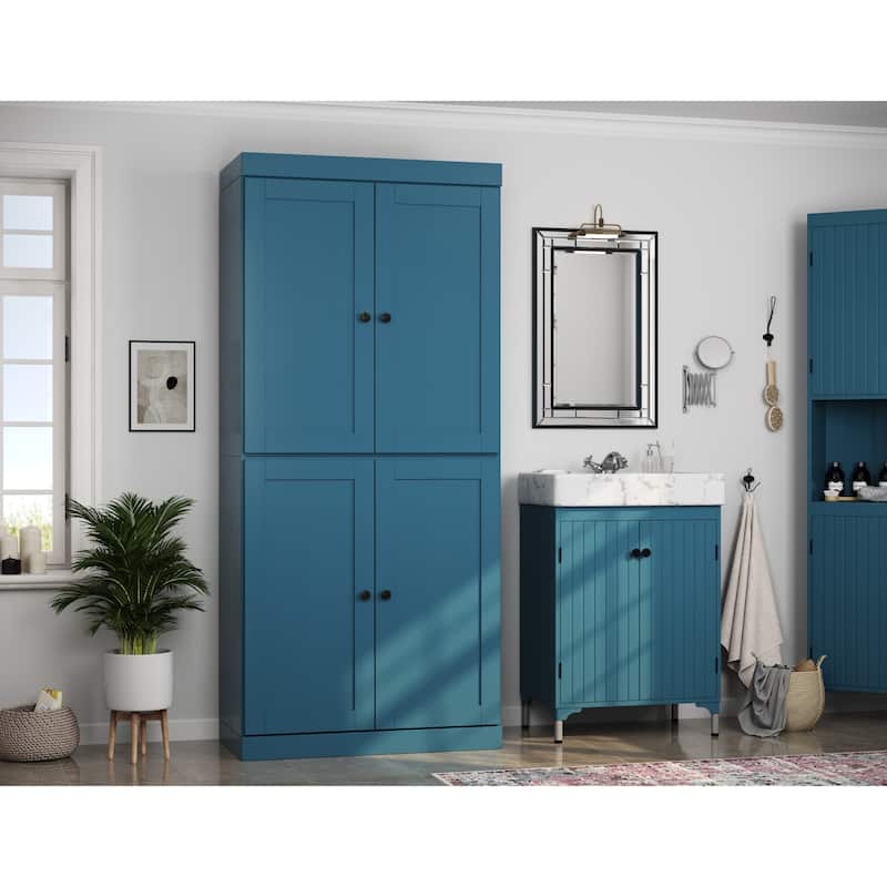 Palace Imports 100% Solid Wood 32" Bathroom Storage Cabinet with Shaker Doors, 2-Drawers and Adjustable Shelves
