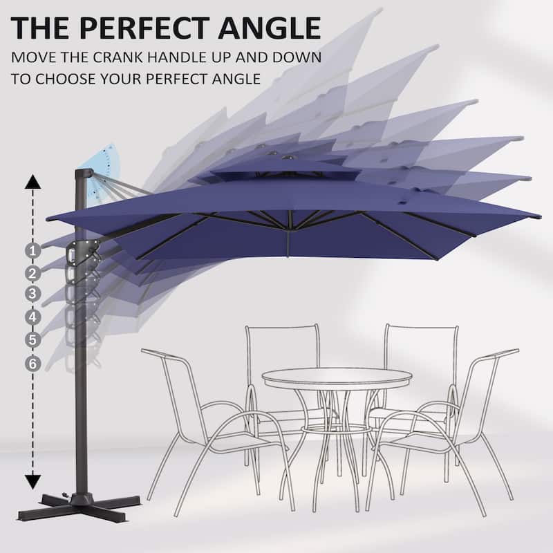 Pellebant 9X11 FT Double Top Patio Cantilever Umbrella, Base Not Included