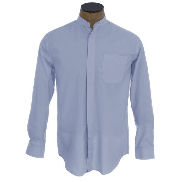 Shop Men S Collarless Banded Collar Dress Shirt Overstock 21252249