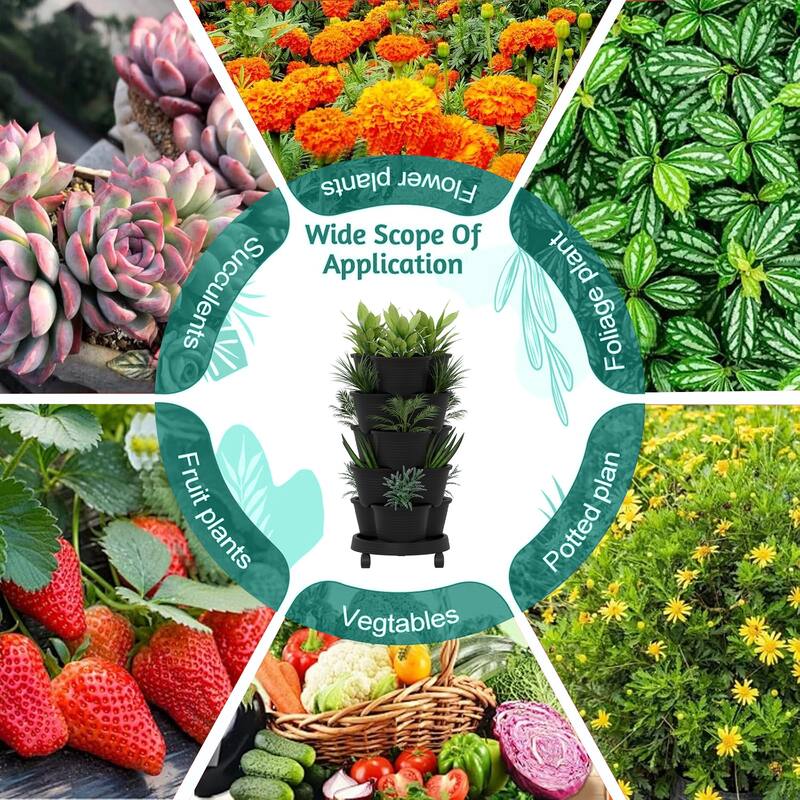 Vertical Strawberry Planter 5 Tier Hanging Vertical Gardening Planter Stackable Garden Tower Pot for Strawberries Flowers