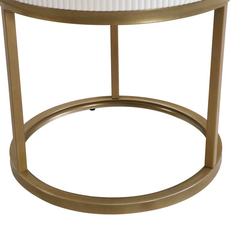 19.68 Inch Modern Nightstand with Drawer, Marble Round End Table with storage, Side Table