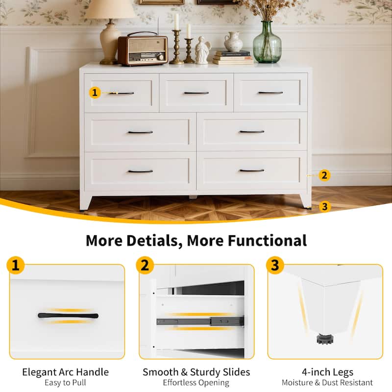 Bedroom Dresser Metal Storage Cabinet with Drawers, Space-Saving Chest of Drawers for Bedroom Living Room Entryway