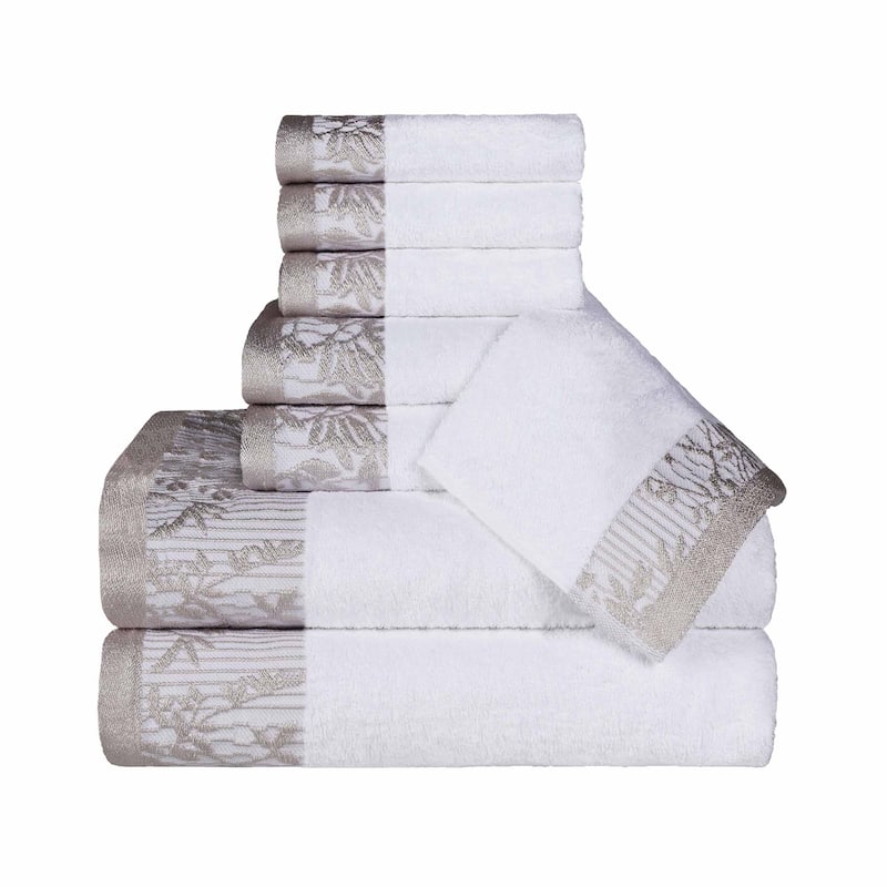 Superior Wisteria Cotton Floral Jacquard 8 Piece Bathroom Towel Set
