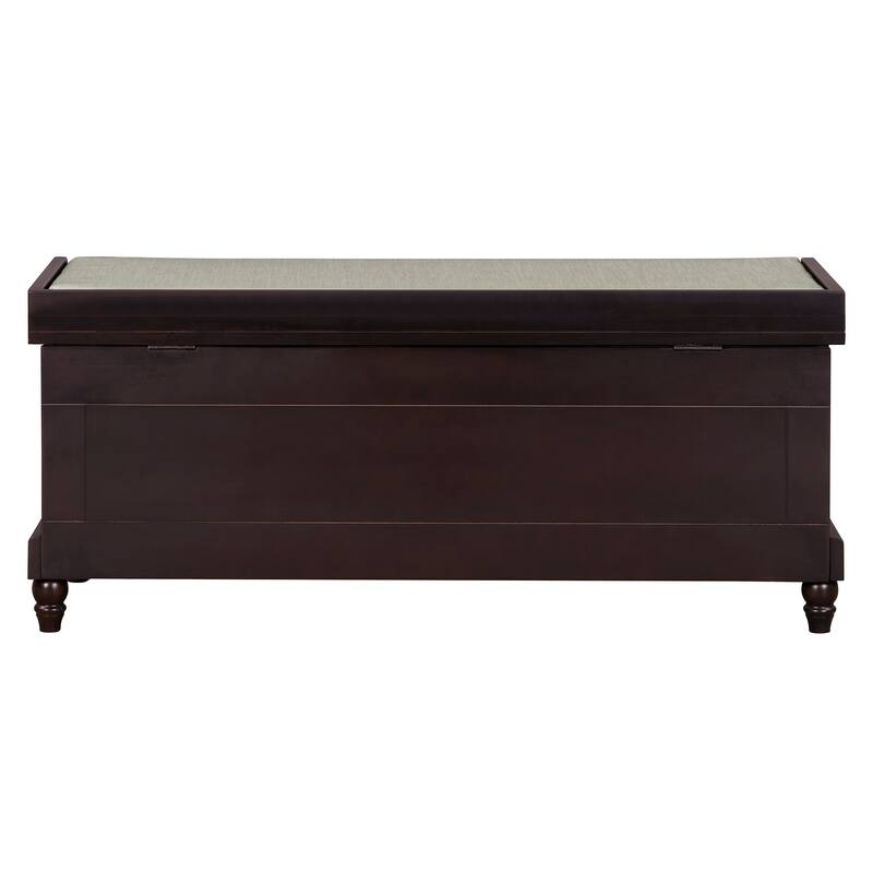 Classic Storage Bench with Cushioned Seat and Three Drawers for Entryway and Living Room