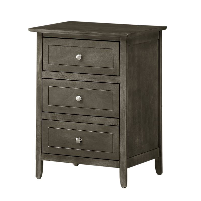 3-Drawer Wood Nightstand - 25" - Gray