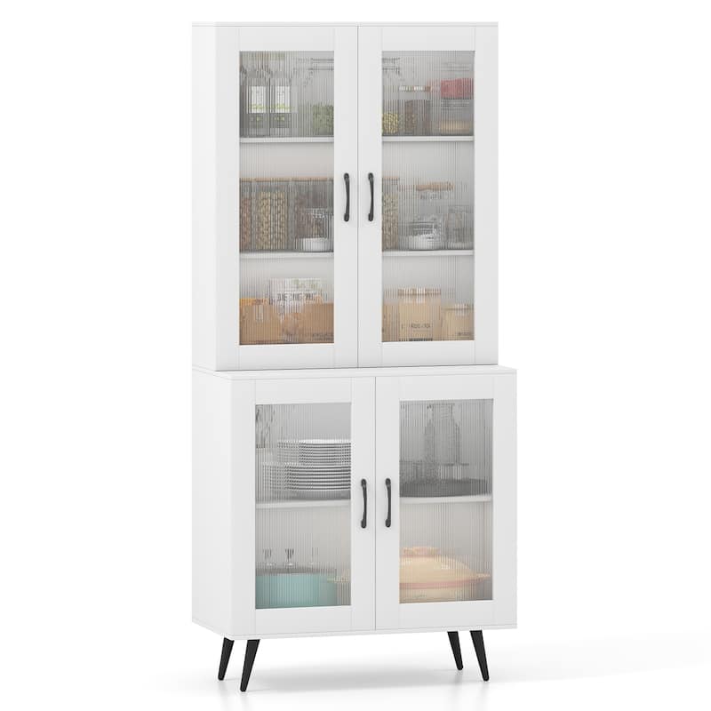 Engineered Wood and Metal Pantry Cabinet with Adjustable Shelves - 31.5" x 16" x 70.5"