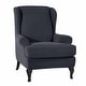 preview thumbnail 2 of 5, Enova Home Stretch Jacquard Spandex Fabric T-Cushion Wingback Slipcover