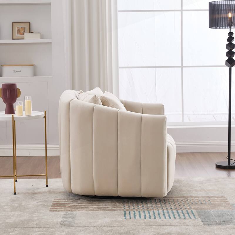 Comfortable Oversized Velvet Swivel Chair with Multiple Pillows for Various Rooms
