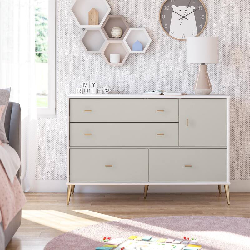 Little Seeds Valentina Asymmetrical 4 Drawer / 1 Door Convertible Dresser