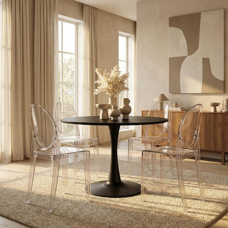 Marion Modern Stackable Transparent Acrylic Armless Dining Chair with Weather-Resistant Side Chair for Indoor Outdoor