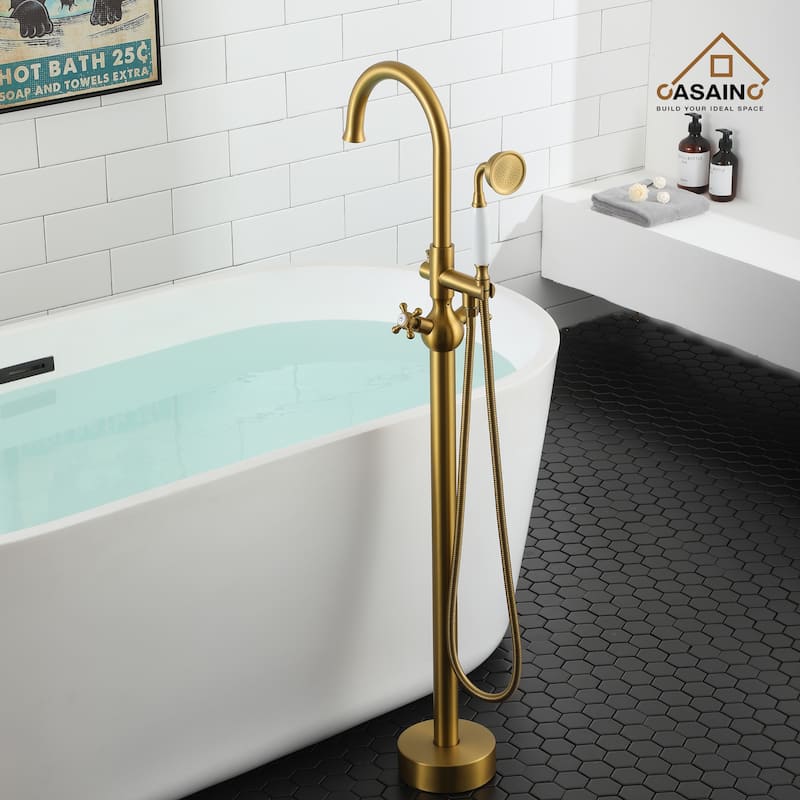 Freestanding 2-Handles Bathtub Faucet with Hand Shower