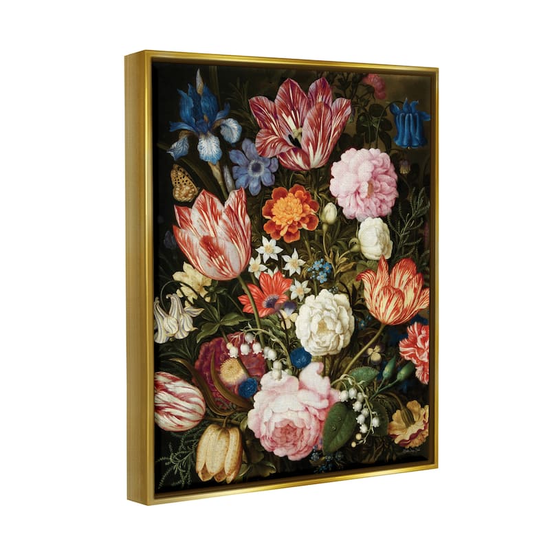 Stupell Mixed Vintage Bouquet Framed Floater Canvas Wall Art Design by Stellar Design Studio