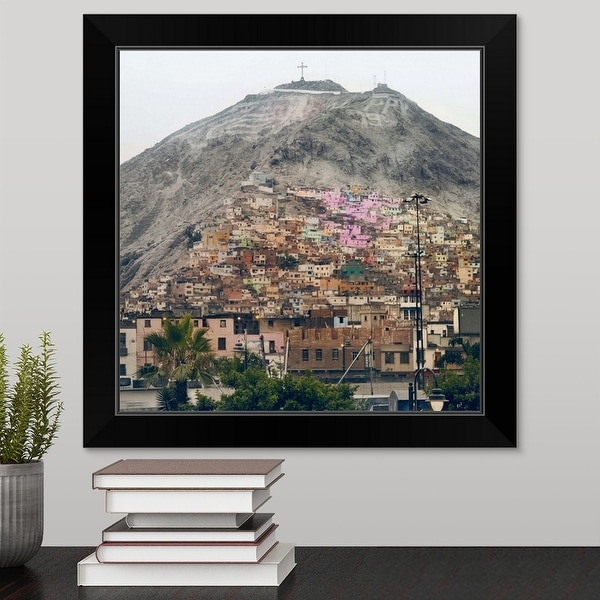 "San Cristobal Hill in Lima." Black Framed Print
