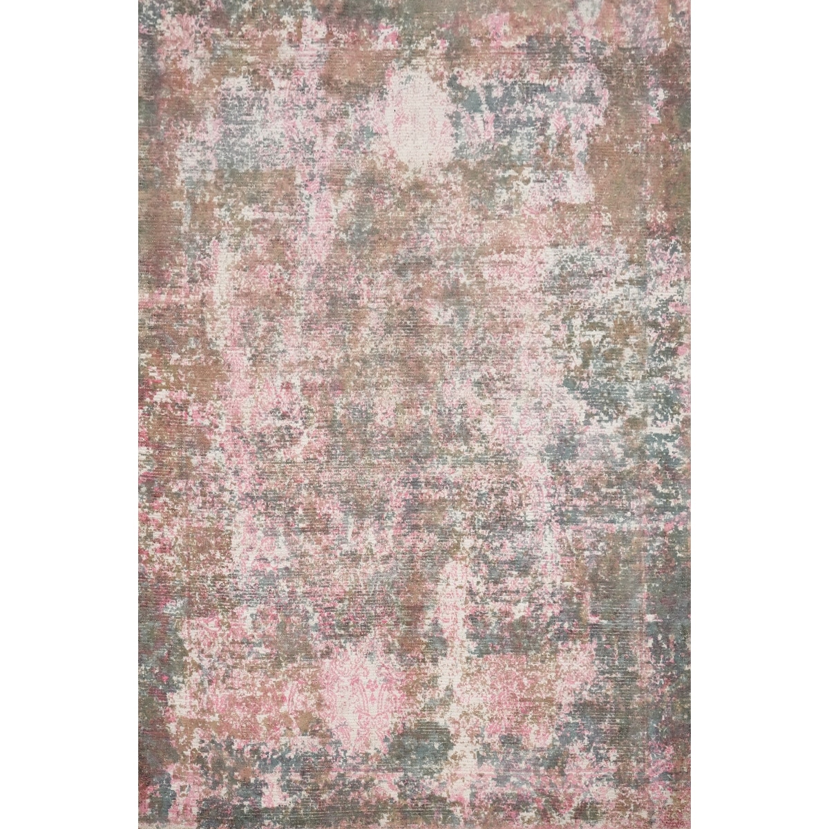 Hand Knotted Oriental Viscose Silk Carpet Modern Abstract Pink Abstract Area Rug - 7' 10'' X 5' 5''