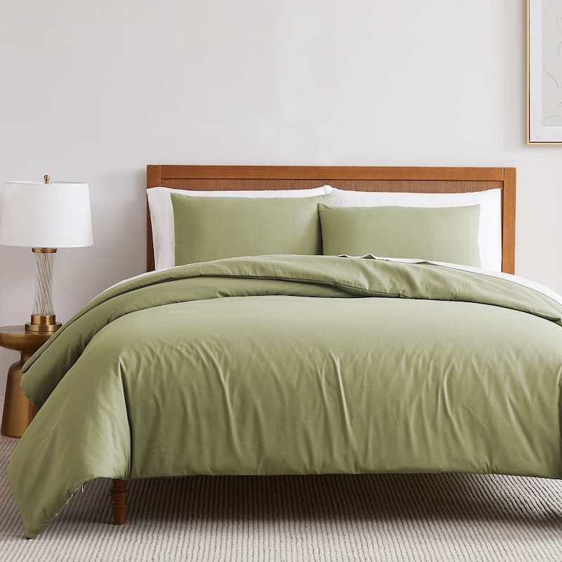 Vilano Series Ultra Soft 3-piece Duvet Cover Set - Sage Green - King - Cal King