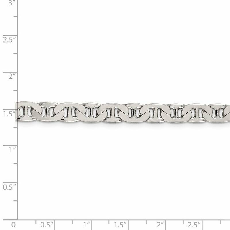 Curata 925 Sterling Silver 6.5mm Mariner Anchor Chain Necklace for Men
