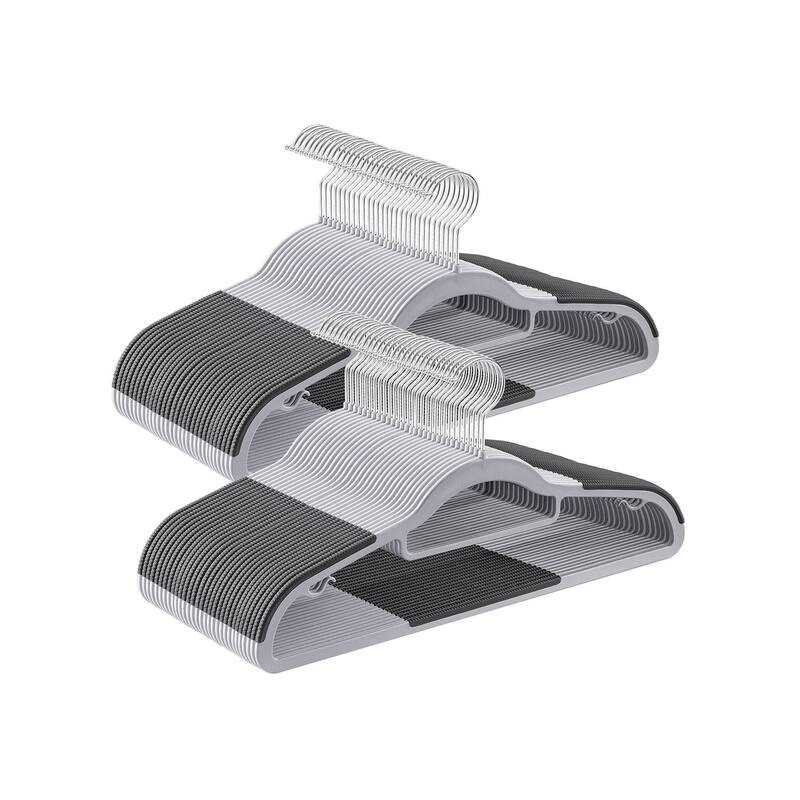 Multi-Purpose Clothes Hangers with Anti-Slip Rubber Grips Space-Saving Frame and Hook Rotation - 60 - Light-Dark-Grey