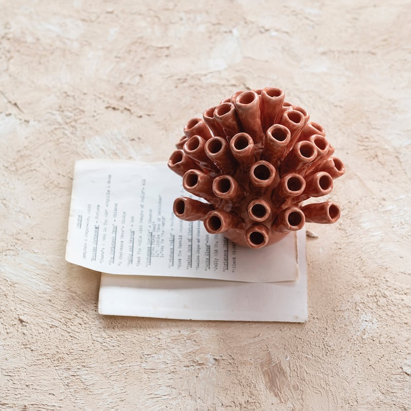 Stoneware Coral Shaped Vase with Crackle Glaze