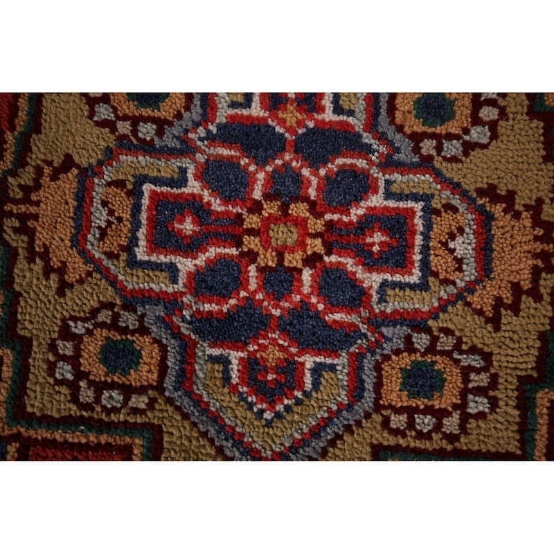 Orange Geometric Heriz Serapi Foyer Rug Hand-Knotted Wool Carpet - 2'6"x 6'1"