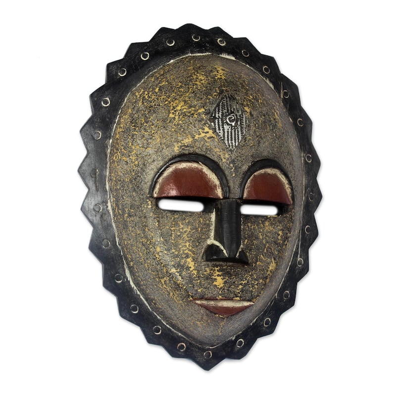 Handmade Foreigner Nigerian Wood Mask (Ghana) - 8.25" x 11.75"