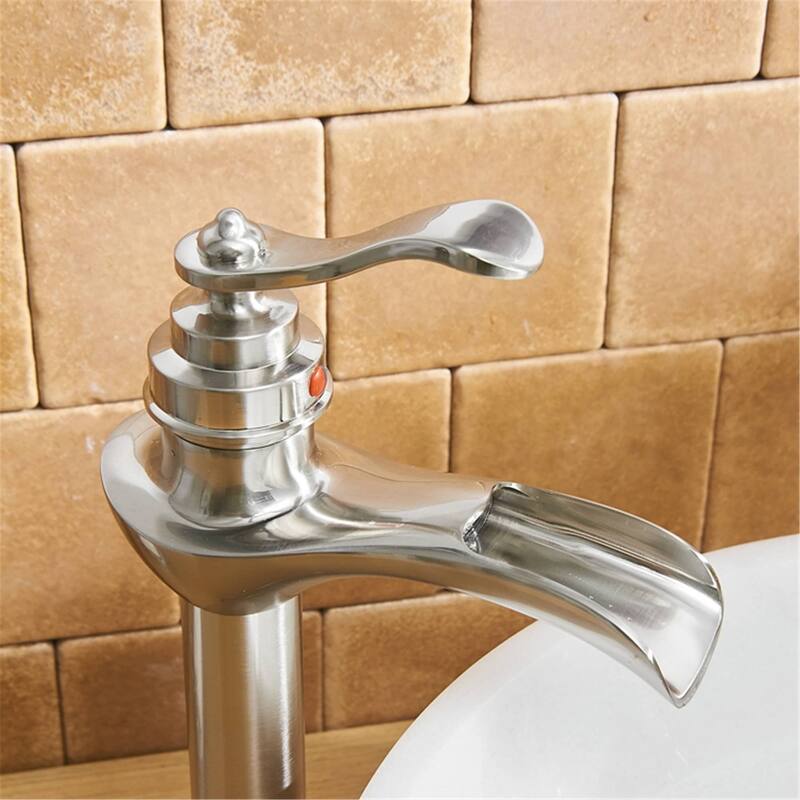 Waterfall Bathroom Vessel Faucet With Drain Assembly Single Handle Bathroom Vessel Sink Faucets One Hole High Taps With Valve