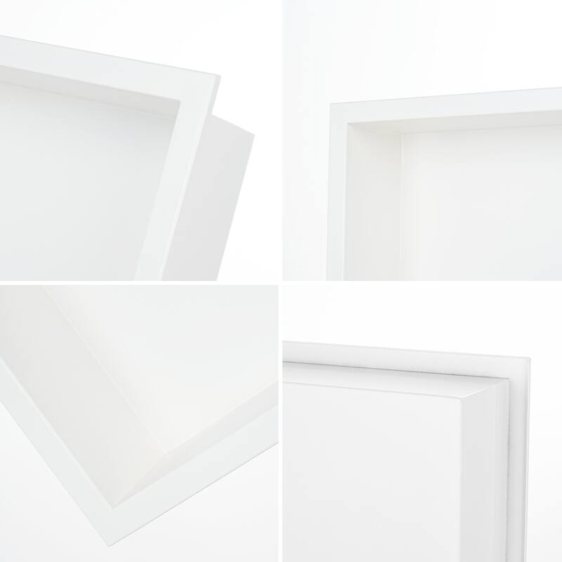 Stainless Steel 18 Gauge White Cream Rectangular Recessed Shower Niche - 16"x12"