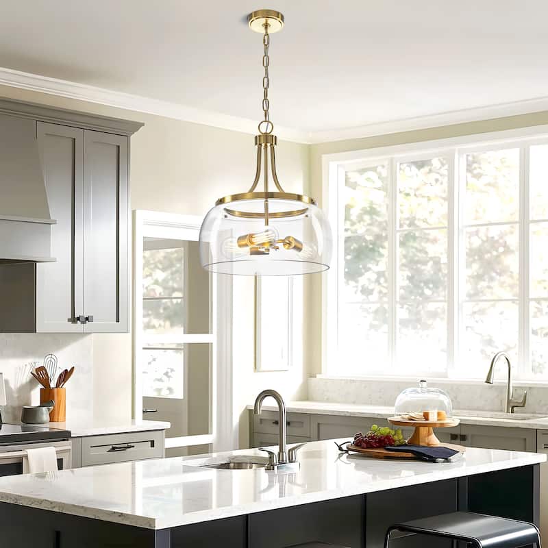 Starsky 1/3-Light Modern Clear Glass Dome Pendant Light