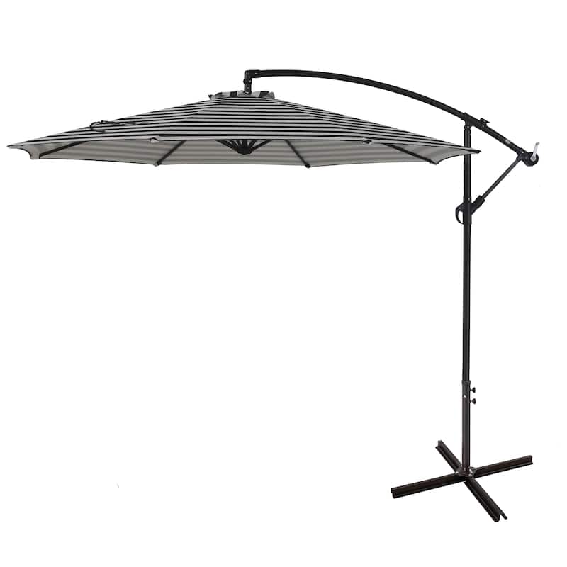 Weller 10-foot Offset Cantilever Hanging Patio Umbrella - Black Striped