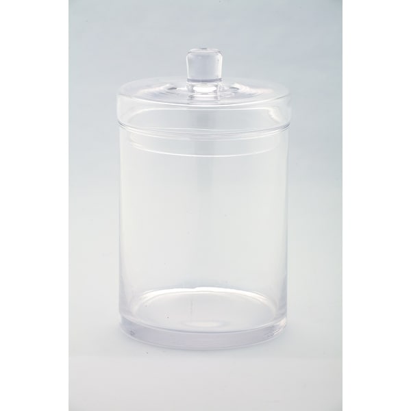 10" Clear Cylindrical Hand Blown Glass Jar with Finial Lid - N/A