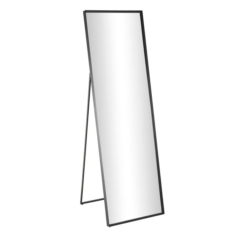 Black Metal Foldable Room Floor Mirror with Thin Minimalistic Frame