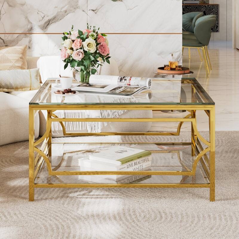 Coffee Table Round Room Table, Stainless Steel Irregular Leg Tempered Glass Top