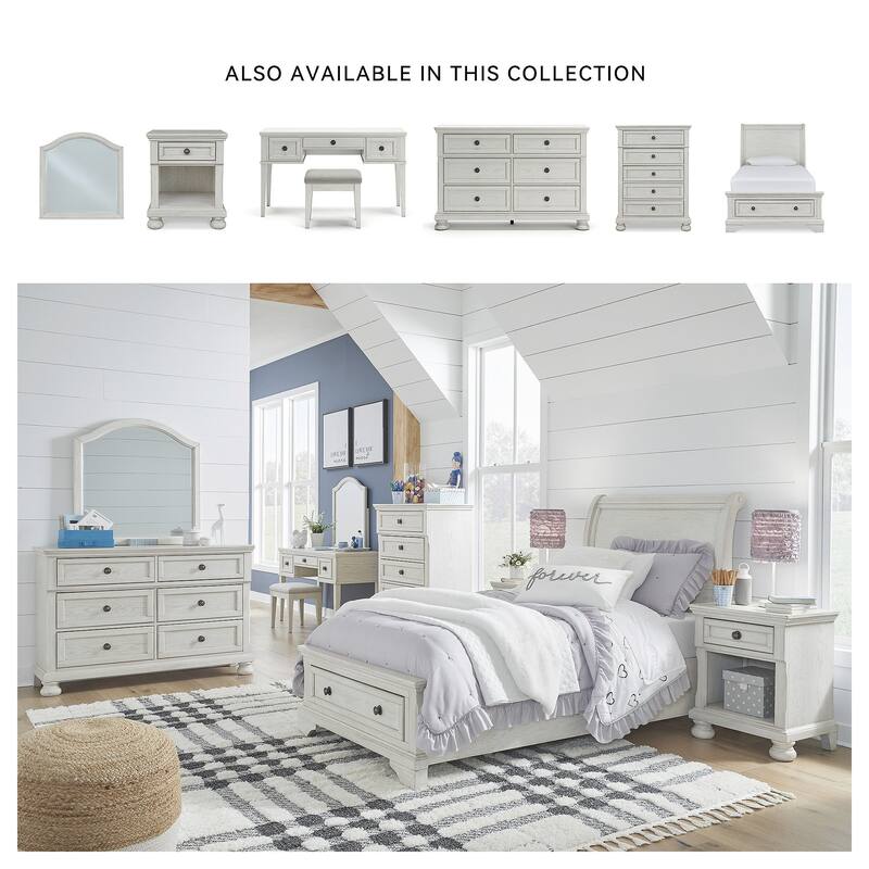 Signature Design by Ashley Robbinsdale White Vanity with Upholstered Stool Set - 52"W x 20"D x 30"H