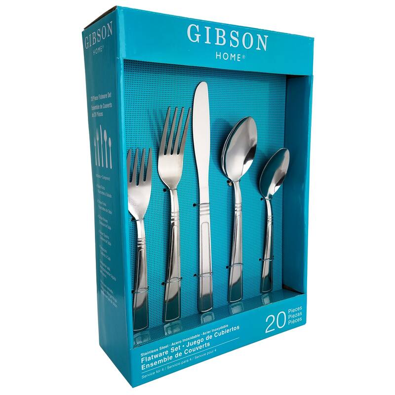 Gibson Creston 20 Piece Flatware Set withTumble Finish