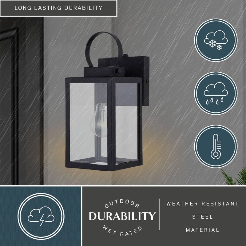 Medinah 1 Light Dusk to Dawn Outdoor Wall Lantern Clear Glass