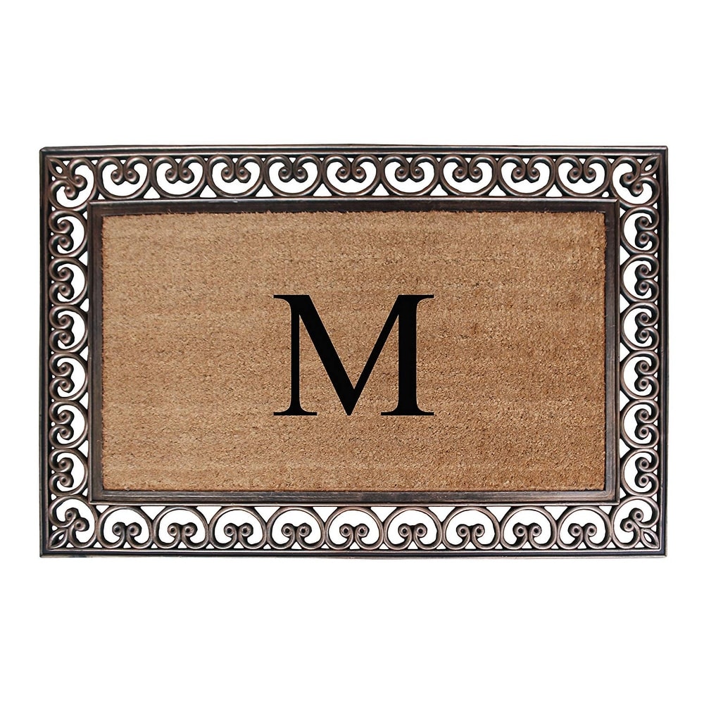 A1 Home Collections Rubber Coir Classic Paisley Border Monogrammed Welcome Entrance Doormat