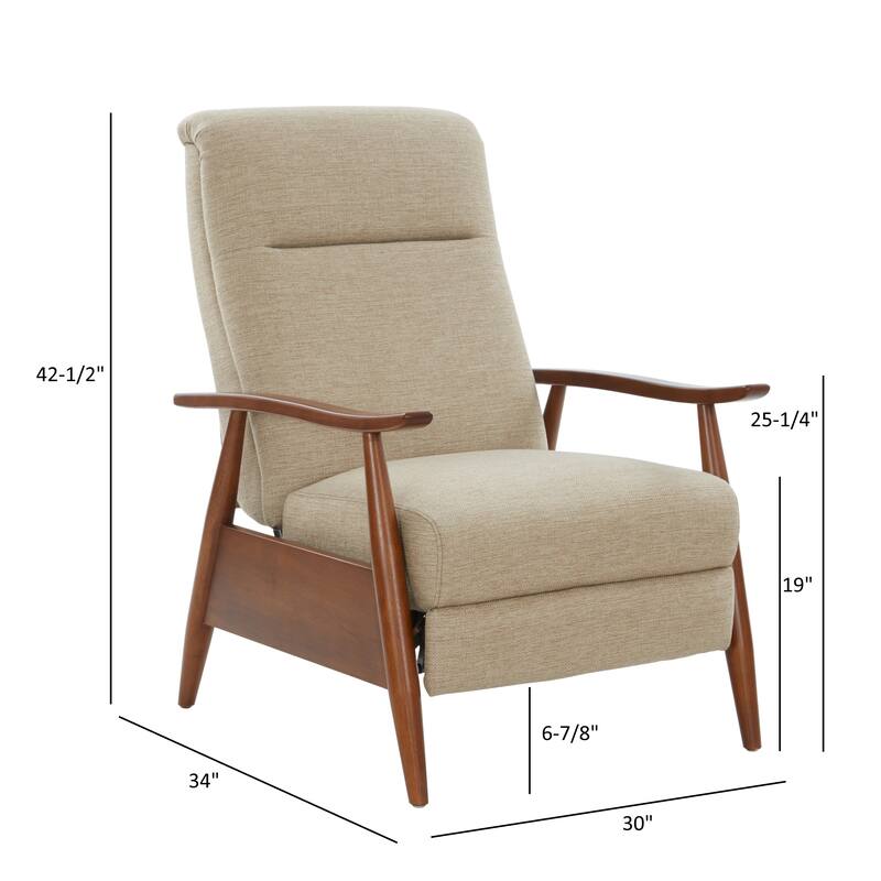 Taylor Wood Arm Push Back Recliner in Performance Fabric by Greyson Living