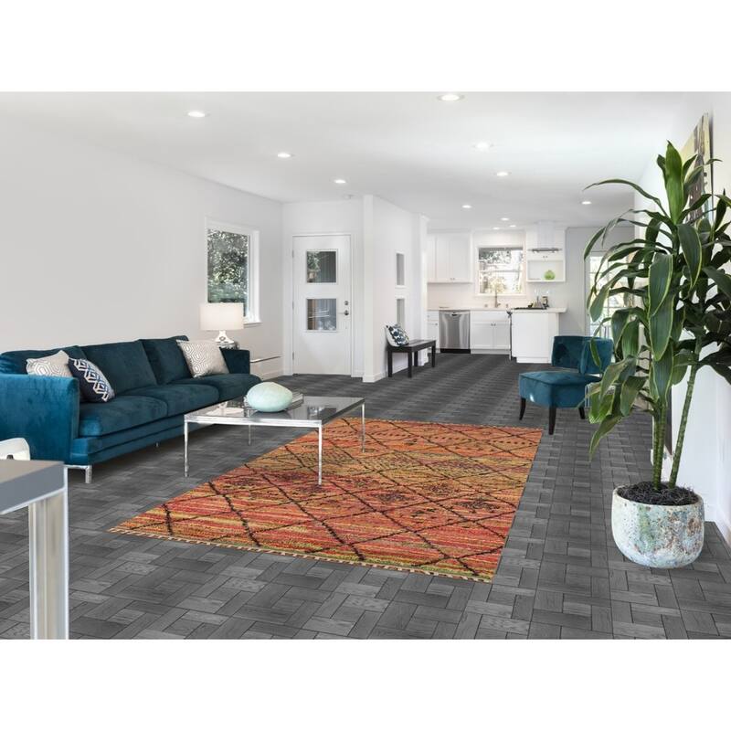 Trellis Moroccan Oriental Area Rug Hand-Knotted Wool Carpet - 5'1" x 9'0"