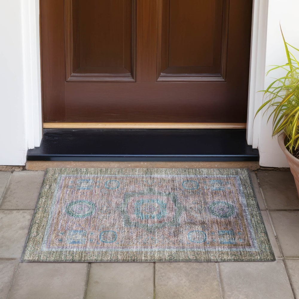 Machine Washable Indoor/Outdoor Traditional Chantille Rug