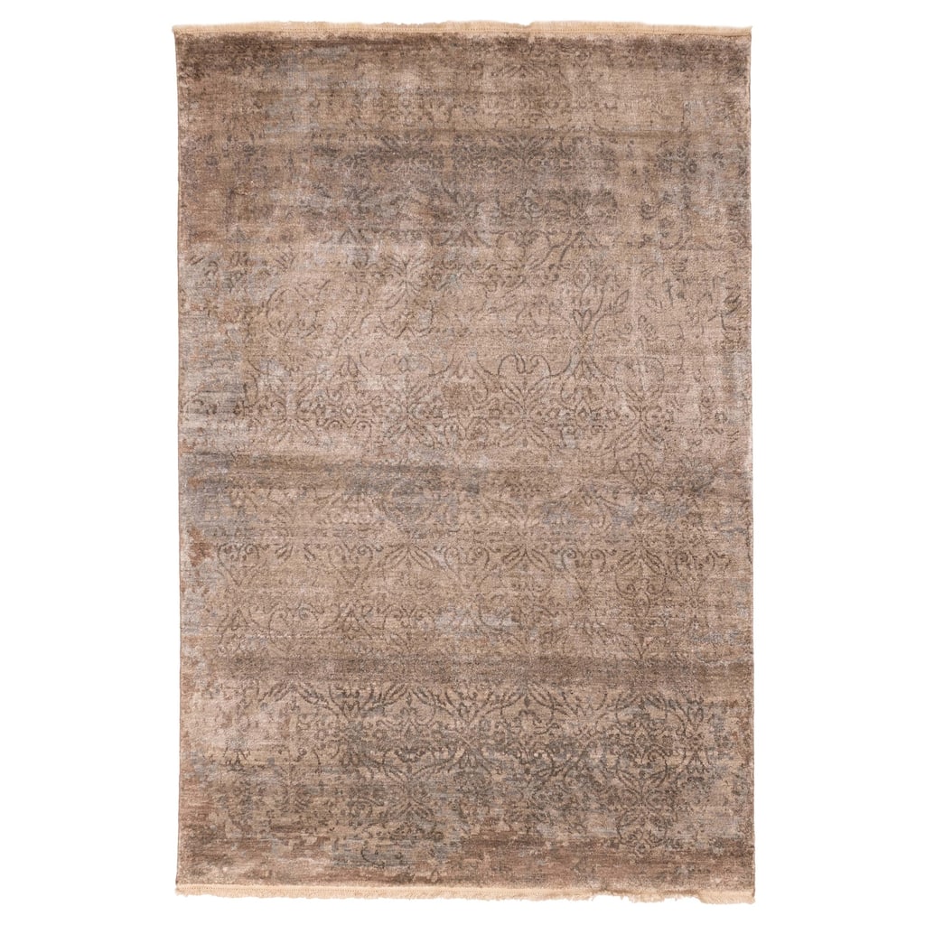 ECARPETGALLERY Hand-knotted Legacy Taupe Silk Rug - 5'3 x 7'7